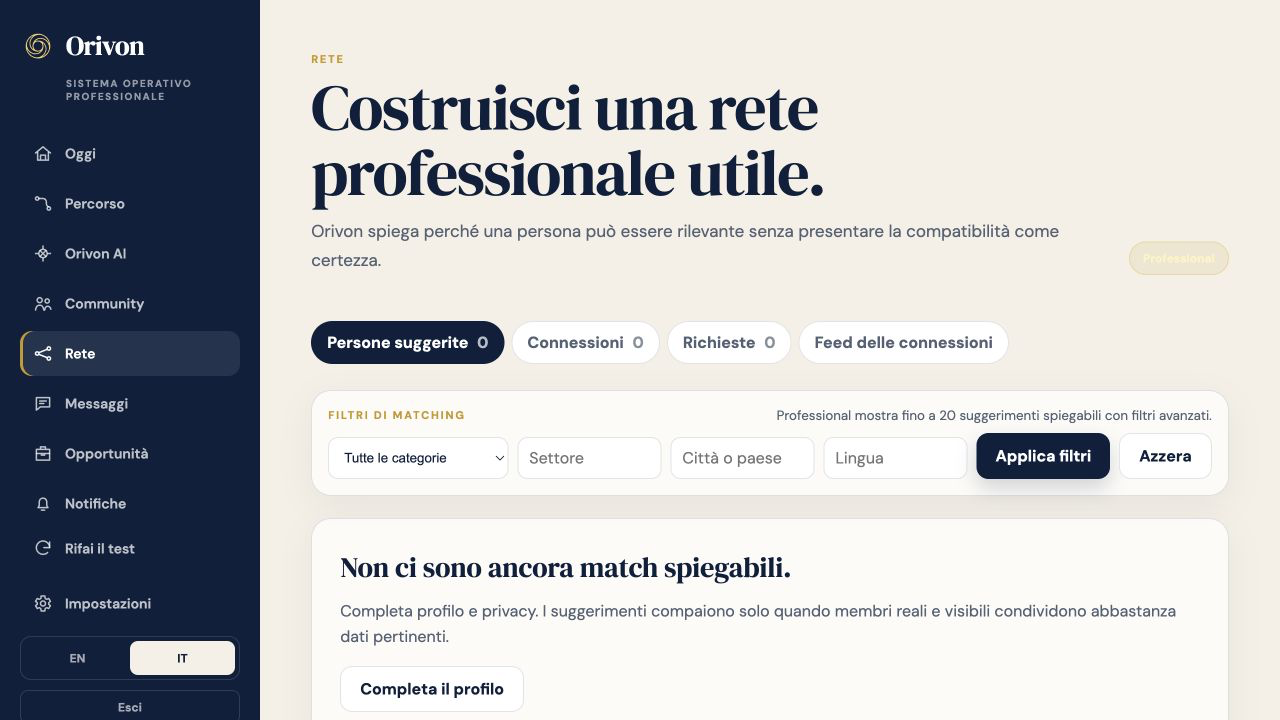 Matching professionale spiegabile di Orivon nell’applicazione QA